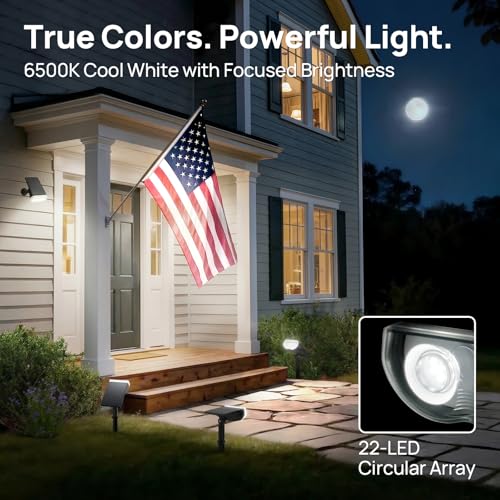 Consciot Solar Spot Lights Outdoor Waterproof, Landscape Solar Spotlights
