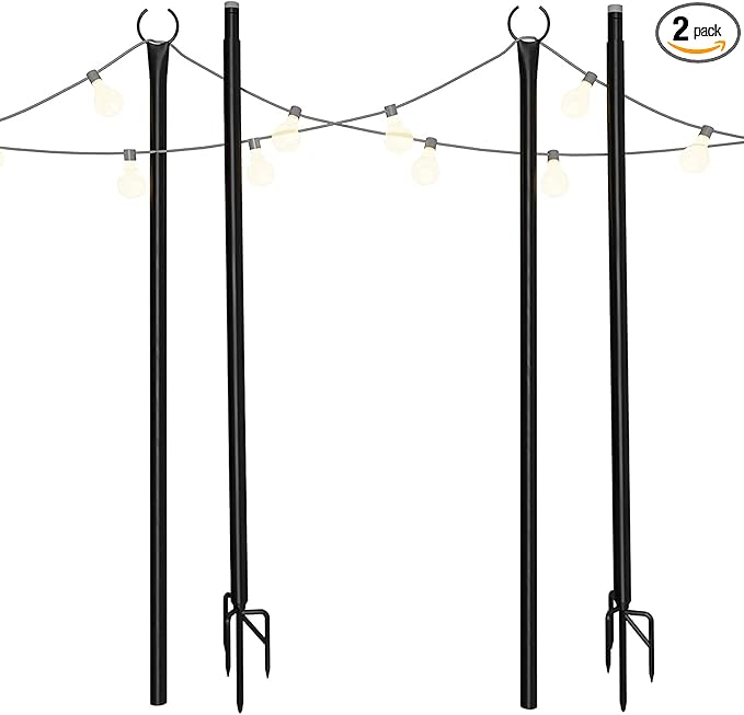 Holiday Styling Outdoor String Light Poles - Metal Patio Lighting Accessory | Lumora