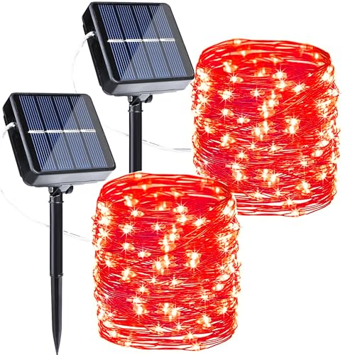 Joomer Solar Fairy Lights, 2-Pack Total 80FT 240LED String Lights, Red