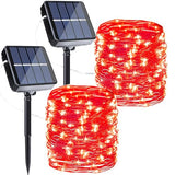 Joomer Solar Fairy Lights, 2-Pack Total 80FT 240LED String Lights, Red