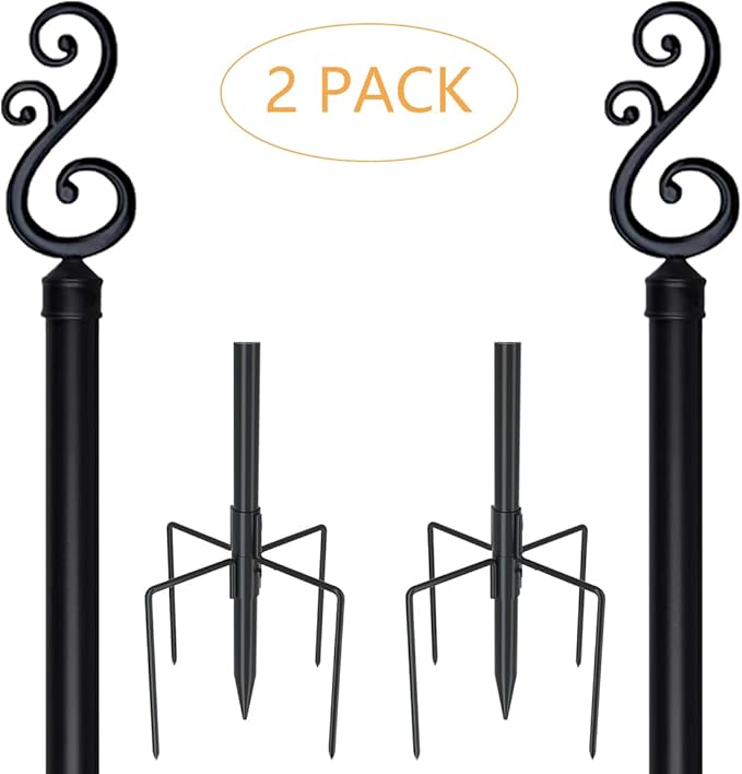 10 Ft Height 1 Inch Diameter String Light Poles StringLight Stand with Hooks Metal Poles for Outside Patio Yard | Lumora