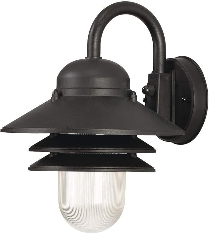 Solus S75VC Nautical Outdoor Wall Light Fixture – Black or White – Composite & Clear Acrylic Lens, LED Bulb Included, Non-Corrosive, Made in USA, (Black, Warm White (3000K), Single Pack)