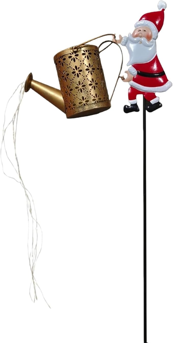 Christmas Santa Solar Kettle Lights,Garden Lawn Decorative Lights,IP65 Waterproof Outdoor Lantern Decoration for Pathway Patio (Seven Colors)