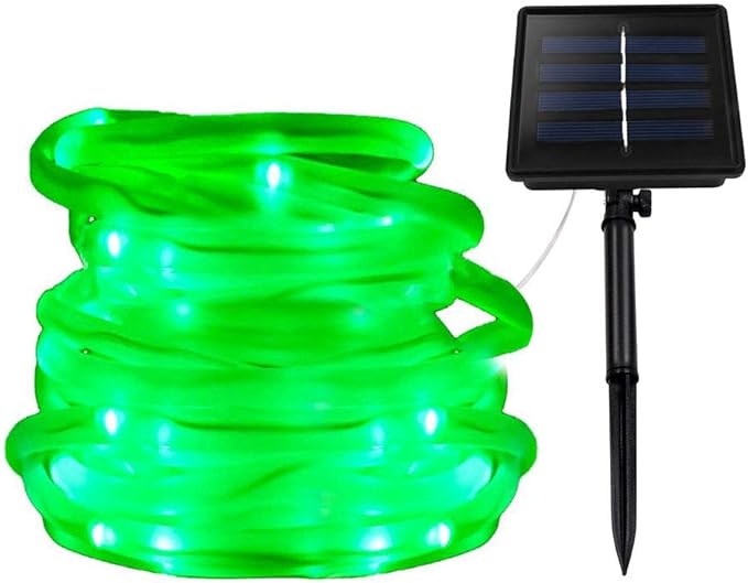Solar String Lights, Solar Rope Lights, 23FT 8 Modes 50 LED Outdoor Lighting Rope, Waterproof Copper Wire Rope String Light for Outdoor Indoor Home Garden Patio Parties(Green)