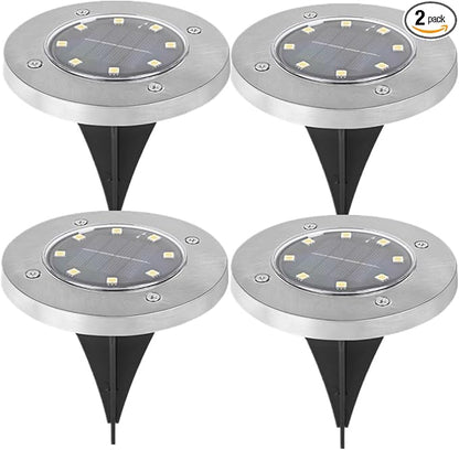 4 Packs Solar Lights Outdoor Garden Ground Lights IP44 Waterproof Solar Powered Pathway Deck Light for Lawn Walkway Yard (Warm 8 LEDs)