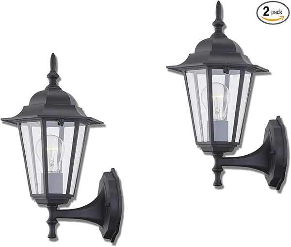 WISBEAM 2 Pack Outdoor Wall Light, Black Wall Sconce for House Porch Lighting Fixture, E26 Base 60W Max, Metal | Lumora