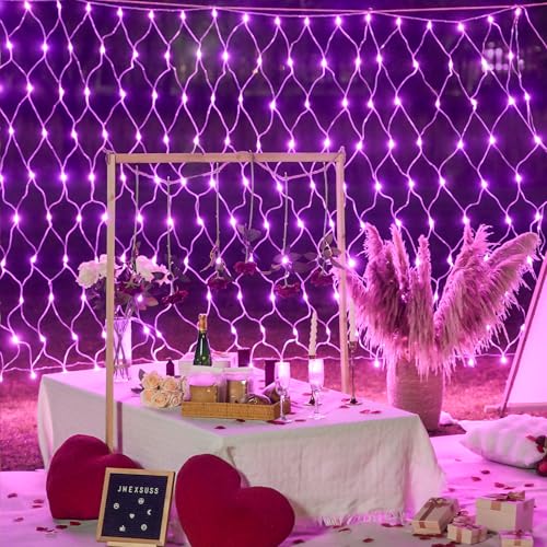 JMEXSUSS 200 LED Net Lights Outdoor, Pink, 9.8ft x 6.6ft, Plug in