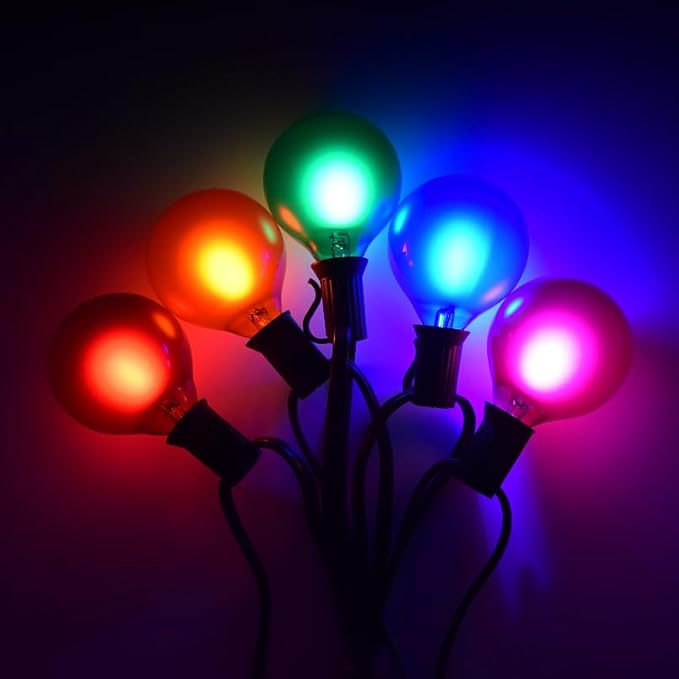 Hometown Evolution, Inc. G50 2" LED Assorted Colored Outdoor Globe String Lights (Black Wire, 10 ft)