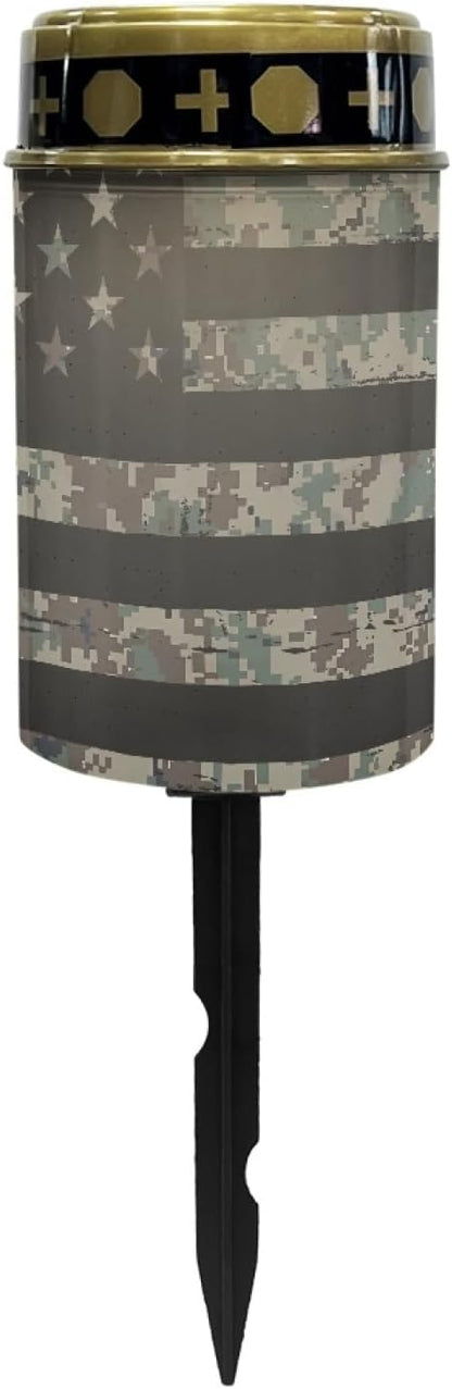 American Flag Cemetery Solar Light Solar Decorative Lights Stakes Solar Light Outdoor Waterproof Solar Lights for Pathway Garden Yard Night Light Book Light Easy Install Black