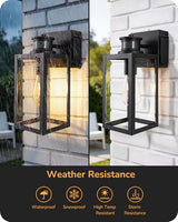EDISHINE 2 Pack Outdoor Wall Light with Outlet Motion Sensor Dusk to Dawn