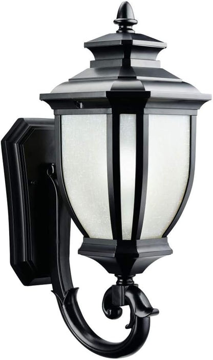 Kichler Salisbury 19.25" 1 Light Outdoor Wall Light with White Linen Glass in Black