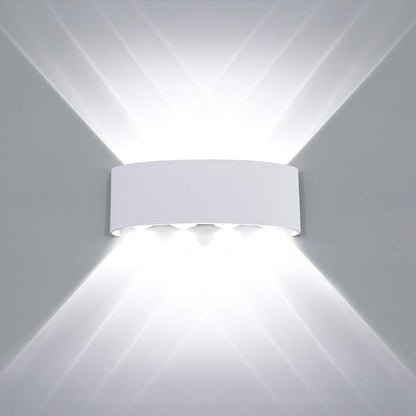 Kawell 8W Waterproof Modern Wall Light LED Wall Lamp Aluminum LED Wall Sconce Up Down Indoor Outdoor for Bathroom Bedroom Hallway Porch Corridor Hotel Doorway Garden Pathway, White 6000K