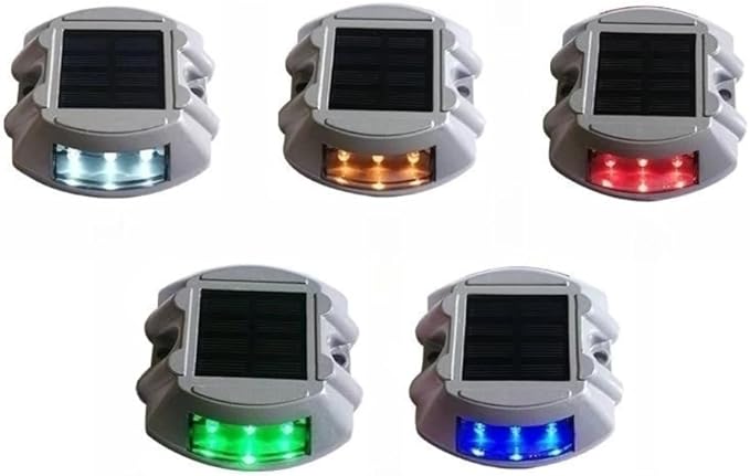 Waterproof LED Solar Deck Lights, 1 Pack Warning Step Lights Durable Driveway Dock Lights, Solar Driveway Marker Lights for Decor Step Pathway Backyard Garden (1, White Always on)