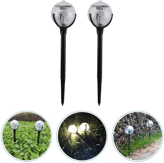 NUOBESTY 2pcs Solar Lawn Lights Outdoor Solar Garden Path Lights with RGB LED Decorative Lighting Durable Landscape Lamps for Patio and Yard Decor