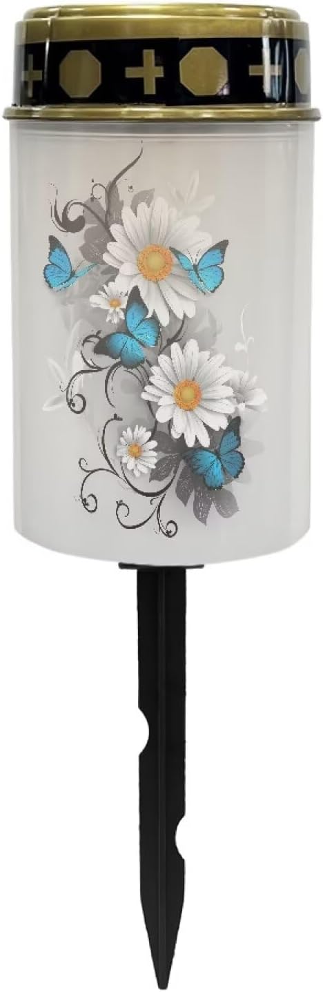 Little Daisy Solar Lights Outdoor Waterproof Blue Butterfly Cemetery Solar Lights for Grave Cemetery Decor