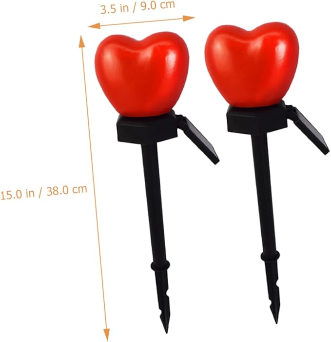 DOITOOL 2pcs Heart-Shaped Solar Pathway Lights Outdoor Garden Stake Lamps for Romantic Decor Material for Lawn Lighting