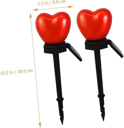DOITOOL 2pcs Heart-Shaped Solar Pathway Lights Outdoor Garden Stake Lamps for Romantic Decor Material for Lawn Lighting