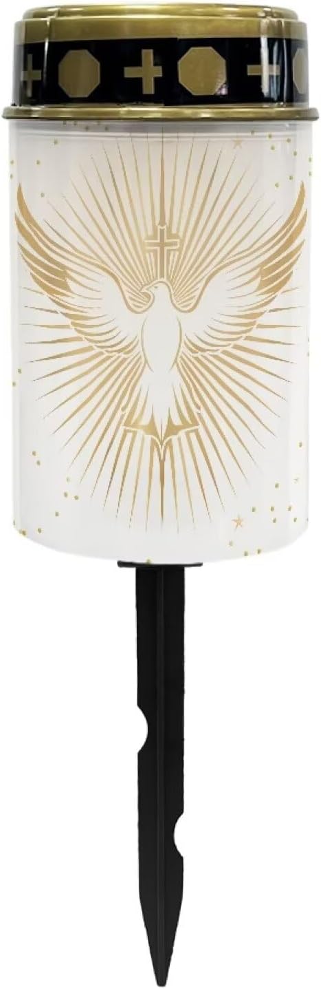 Cemetery Cross Solar Lights for Grave Peace Dove Cemetery Solar Lights LED Outdoor Waterproof for Yard Garden Sympathy Memorial Lighting, Gold