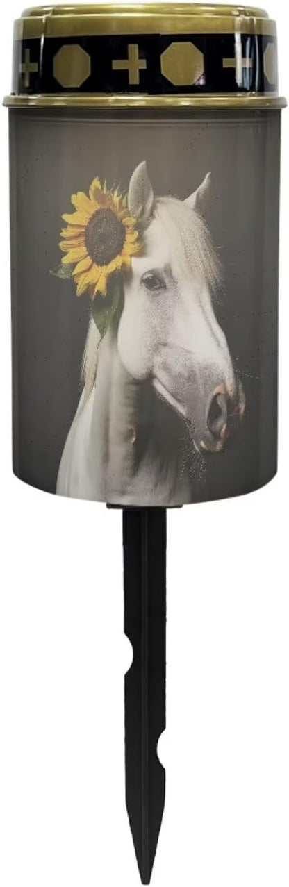 Horse Solar Garden Lights Outdoor Solar Light Sunflower LED Solar Garden Lights for Patio Pathway Yard Landscape Solar Powered Pathway Light Yard Decor Memorial Light
