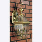 Quoizel Newbury Outdoor Wall Lantern, 20 Inch 2-Light Polished Brass Wall Sconce, French Country Exterior Wall | Lumora