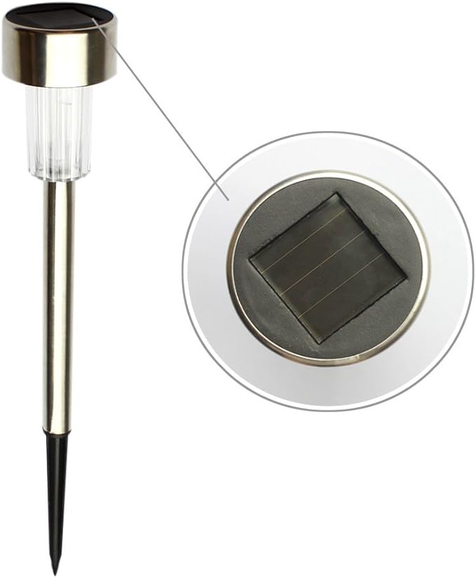 JKLcom Solar Lights 10 Pack,Outdoor Path Light Stainless Steel Solar Powered Lights Outdoor Garden Light for Lawn,Patio,Yard,Walkway,Driveway (White)