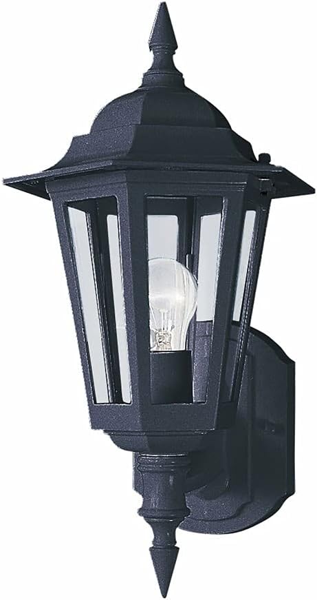 Maxim Cast-1 Light Outdoor Wall Lantern in Early American Style-8 Inches Wide by 17 inches high-Black Finish | Lumora