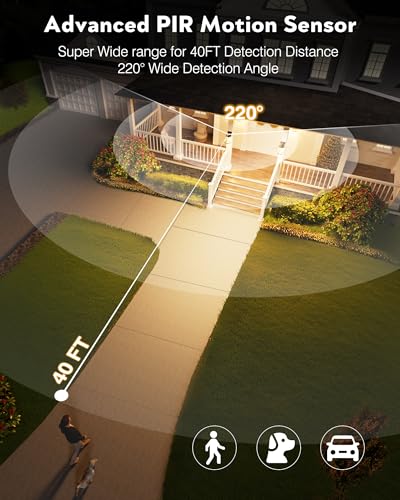 VIANIS Motion Sensor Outdoor Lights, 16.4" H Porch Light Outside Lantern