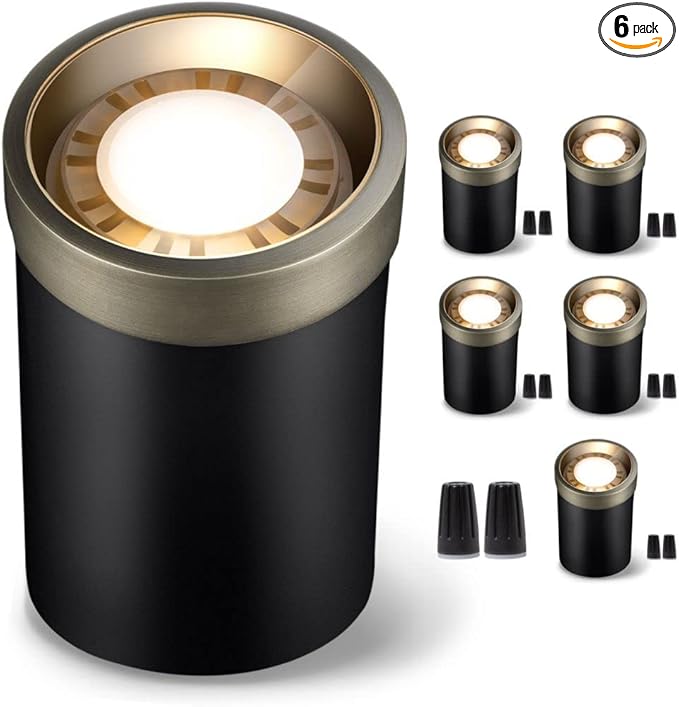 Gardenreet Low Voltage Well Light - Brass Ip65 All Weather Hardwired In-Ground LED Lighting, 12V Directional Fixture, Antique Bronze for Tree Floor Pathway Without PAR36 Bulb