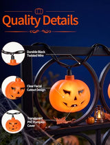 Abeja Halloween Pumpkin String Lights, 8.5FT 10 LED Jack-O-Lantern Lights