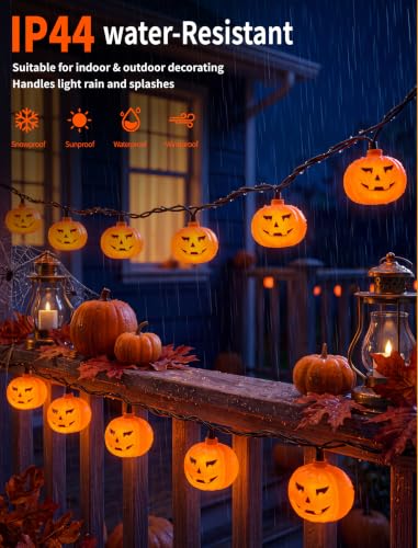 Abeja Halloween Pumpkin String Lights, 8.5FT 10 LED Jack-O-Lantern Lights