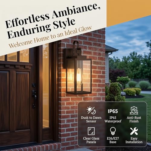 Bronze Porch Light, Dusk to Dawn Wall Mount Outdoor Light