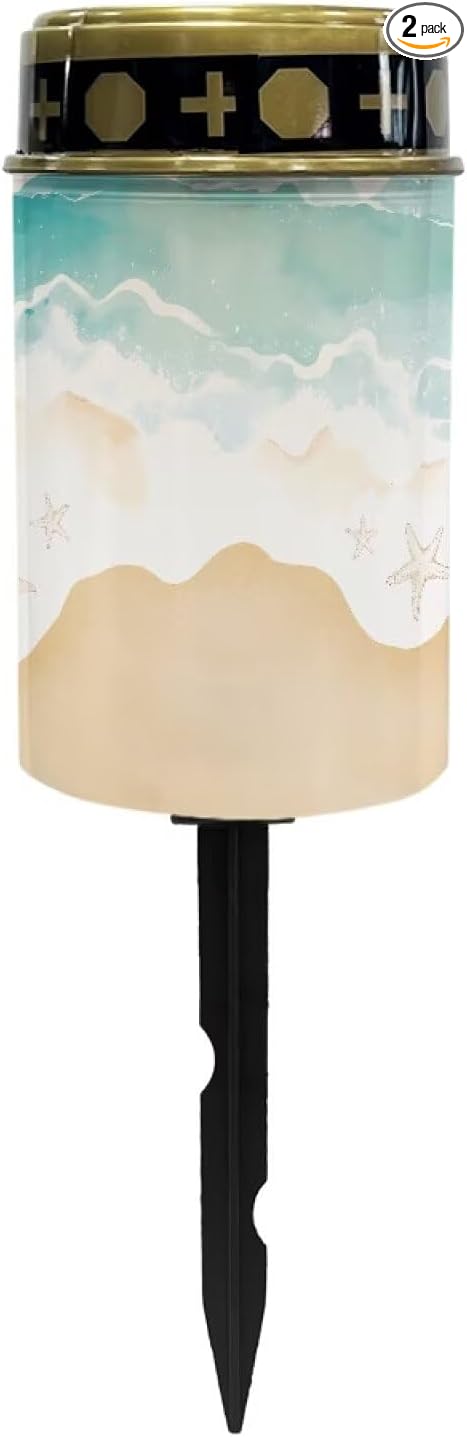 ZOUTAIRONG Solar Light for Cemetery Grave Garden Lights Seaside Design Solar Powered Pathway Lights Outdoor Cemetery Lamp-2 Pack