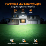 45W 5500LM PIR Motion Sensor Outdoor Lights, Dual Head LED Flood Light, 5000K Daylight, IP65 Waterproof Hardwired Dusk to Dawn Motion Detector Security Light for Outside Garage Yard (White)
