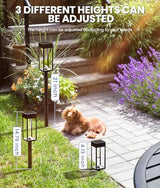 NEWMESSI Solar Pathway Lights Outdoor, 4 Pack, Warm White, 3 Heights, IP65