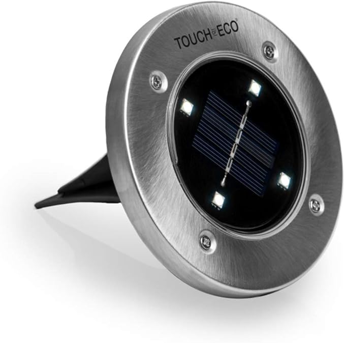Solar LED Disk Lights - 4 LEDs, Outdoor Ground Landscape Lights for Lawn, Garden, Patio, Pathway - Set of 4 | Lumora