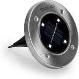 Solar LED Disk Lights - 4 LEDs, Outdoor Ground Landscape Lights for Lawn, Garden, Patio, Pathway - Set of 4 | Lumora