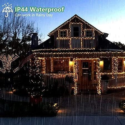 kemooie 300 LED Christmas Lights, 99FT Connective Green Wire Tree Lights, Plug in 8 Lighting Modes with Timer, Waterproof for Indoor Outdoor Patio Garden Wedding Party Decoration (Warm White)