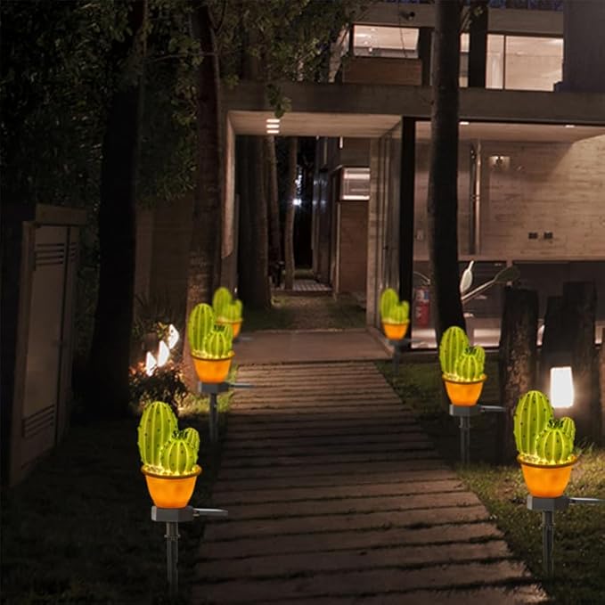 BESPORTBLE Solar Light Stake Outdoor Decor, Cactus Decorative Garden Stake Lighting, Solar Powered Outdoor Garden Light Decorations for Yard Patio Lawn Pathway, 12.48inch