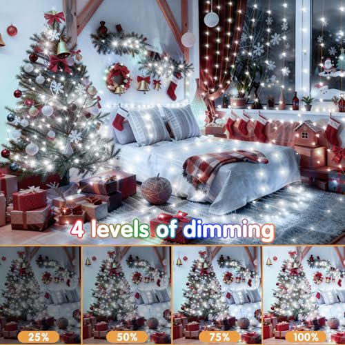 KNONEW 203FT 600LED Green Wire Outdoor Fairy Lights Plug in Cool White Xmas