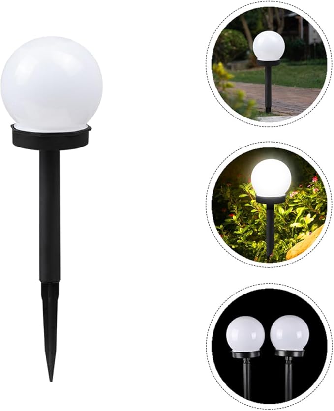 Kisangel 2pcs Solar Ground Lawn Lights Bulb Shape Outdoor Solar Pathway Lamps White Light In-ground Garden Landscape Lighting for Yard and Patio