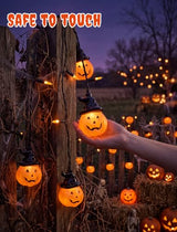 Abeja Halloween Pumpkin Curtain String Lights, 7FT Hanging Window Lights