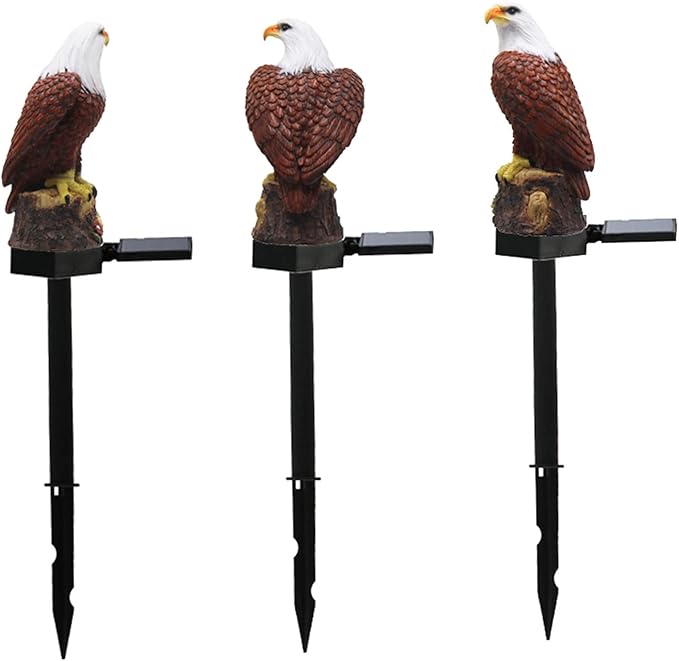 2 Pack Eagle Figurine Garden Solar Stake Light, Waterproof Eagle Shape Stake Lights, Solar Eagle Lights Outdoor Decorative Garden Lights for Garden Yard Balcony Patio Lawn Festival Decor