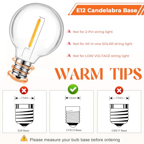 GvvooHome 36 Pack LED G40 Replacement Bulbs for String Lights, Warm White