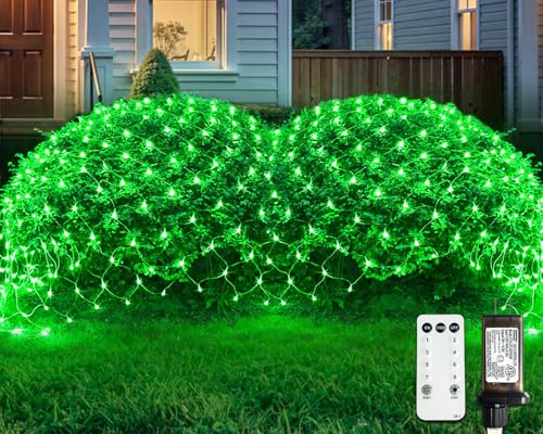 JMEXSUSS Green Christmas Net Lights Outdoor, 360 LED, 12ft x 5ft, Plug in