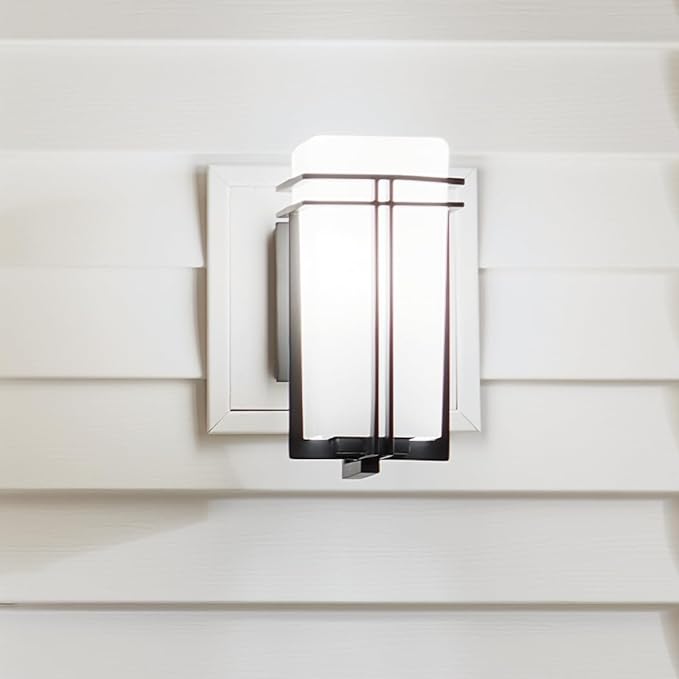 Kichler Tremillo 11.75" Outdoor Wall Lightin Black, 1-Light Exterior Wall Sconce Porch Light with Satin Etched | Lumora
