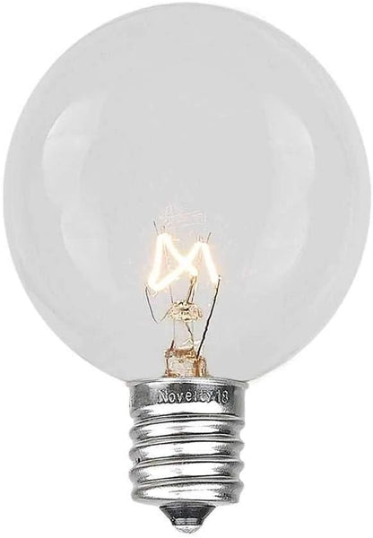 25 Foot G40 Outdoor Patio String Lights With 25 Clear Globe Bulbs - Indoor Outdoor Market Bistro Cafe Hanging Lights - C7/E12 Base - Brown Wire