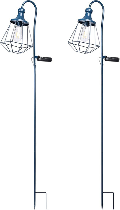 2 Pack Solar Pathway Lights Outdoor Waterproof Solar Powered Metal Path Lighting for Garden Backyard Landscape Lighting, Decor Lights Gift for Women, Blue