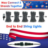 BHCLIGHT Connectable 88Ft 240LED 4th of July String Lights, Red White Blue