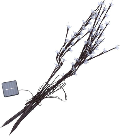 Solar Cherry Blossom Branch Lights 3-Head Solar Garden Lamp with Battery White LED Landscape Lawn Path Lighting for Outdoor Yard
