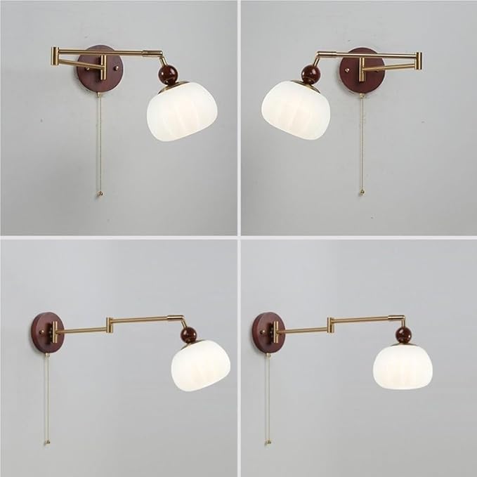 Plug-in Wall Sconce, Mid Century Swing Arm Lamp, Vintage Light with Pull Chain, Farmhouse Mount Light(Pull Chain)